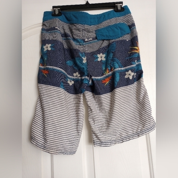 Mossimo Men's Floral Striped Swimsuit Beach Beachy Vacation Summer Blue Sz 32 - Picture 3 of 9